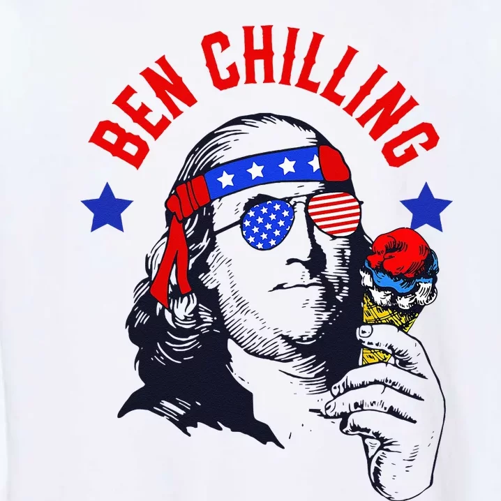 Ben Chilling 4th Of July Ben Franklin Ice Cream Meme US Flag Garment-Dyed Sweatshirt