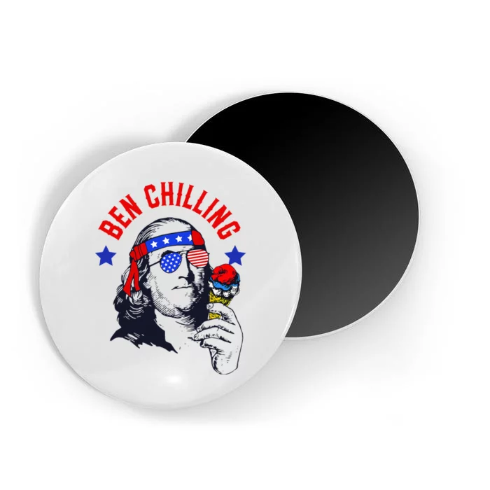 Ben Chilling 4th Of July Ben Franklin Ice Cream Meme US Flag Magnet