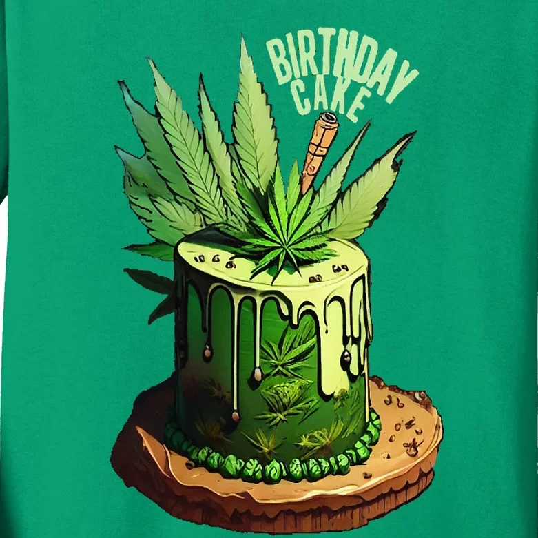 Birthday Cake 420 Cannabis Culture Stoner Weed Strain Kids Long Sleeve Shirt