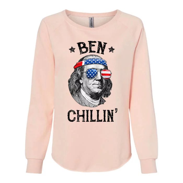 Ben Chillin 4th of July Ben Franklin USA Independence Flag Womens California Wash Sweatshirt