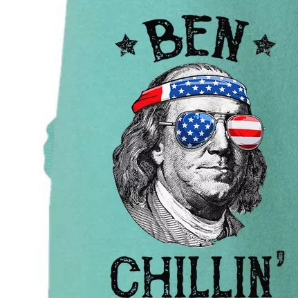 Ben Chillin 4th of July Ben Franklin USA Independence Flag Doggie 3-End Fleece Hoodie