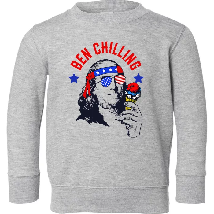 Ben Chilling 4th of July Ben Franklin Ice Cream Meme US Flag Toddler Sweatshirt