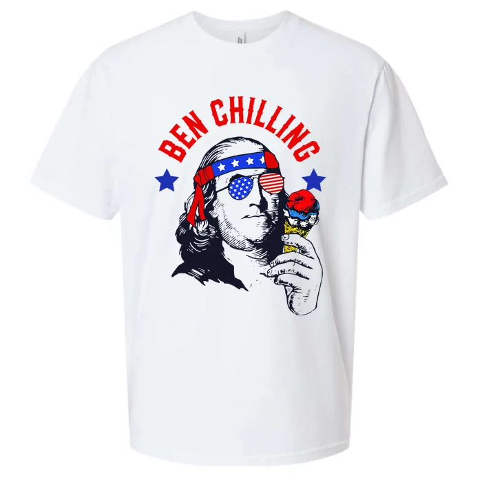 Ben Chilling 4th of July Ben Franklin Ice Cream Meme US Flag Sueded Cloud Jersey T-Shirt