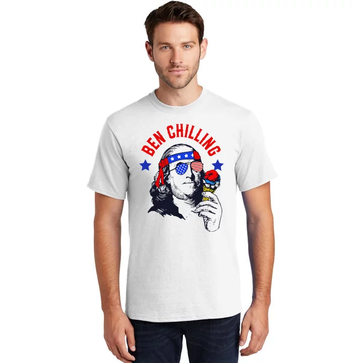 Ben Chilling 4th of July Ben Franklin Ice Cream Meme US Flag Tall T-Shirt