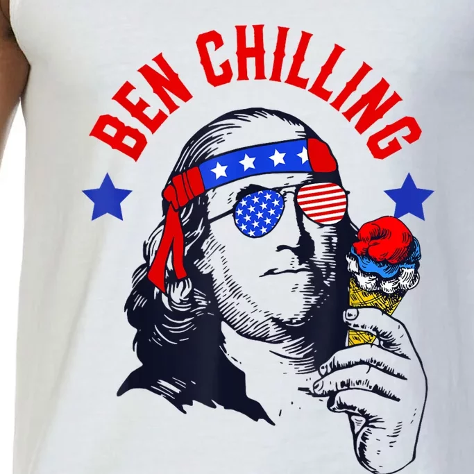 Ben Chilling 4th Of July Ben Franklin Ice Cream Meme US Flag Comfort Colors® Tank Top