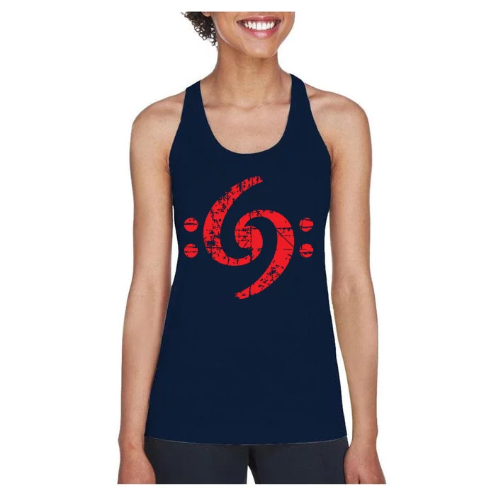 Bass Clef 69 Vintage Red Bassist Bass Player Women's Racerback Tank