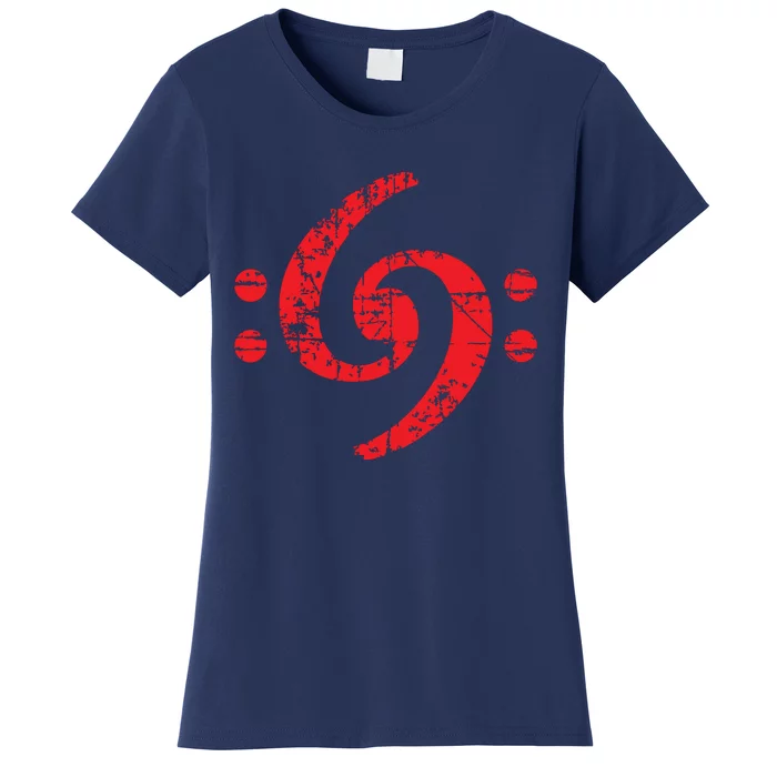 Bass Clef 69 Vintage Red Bassist Bass Player Women's T-Shirt