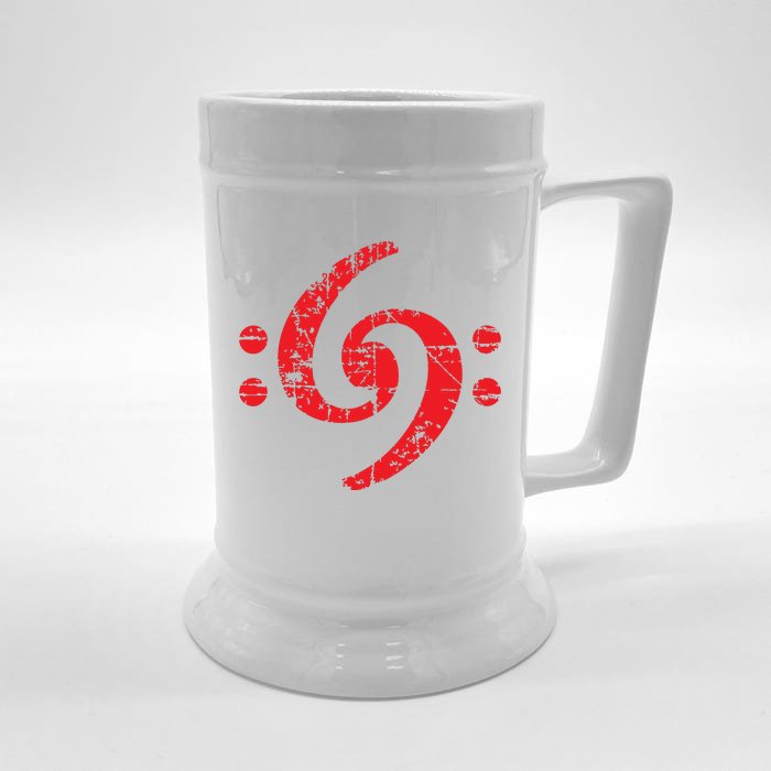 Bass Clef 69 Vintage Red Bassist Bass Player Front & Back Beer Stein