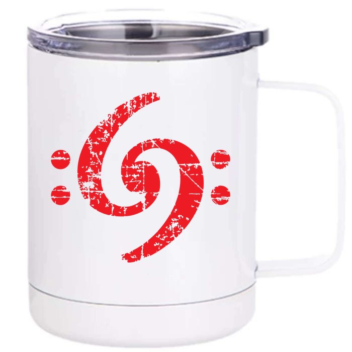 Bass Clef 69 Vintage Red Bassist Bass Player Front & Back 12oz Stainless Steel Tumbler Cup