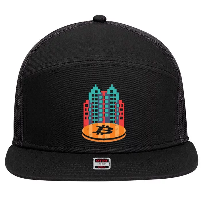 Bitcoin City 7 Panel Mesh Trucker Snapback Hat