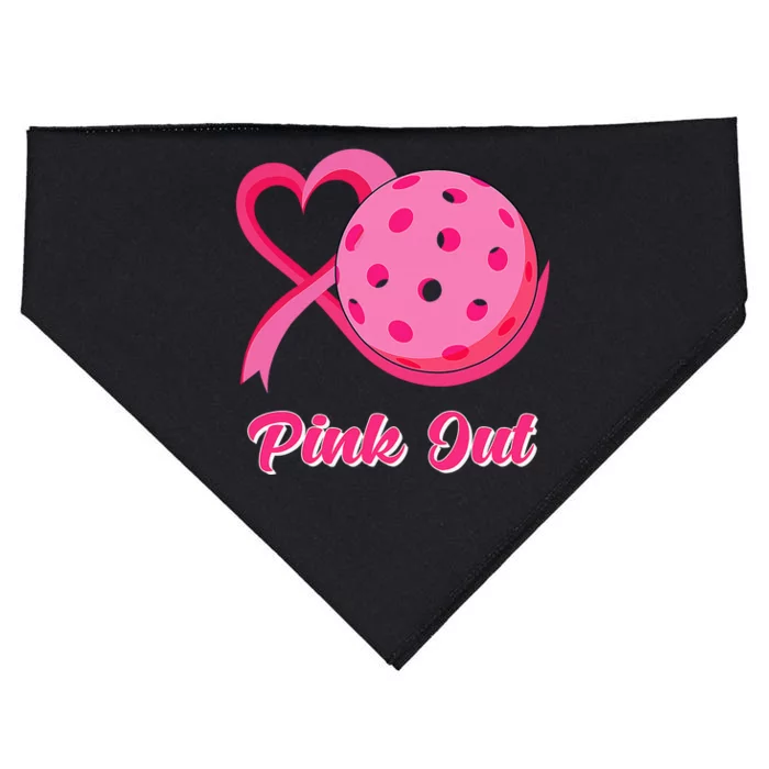 Breast Cancer Awareness Heart Ribbon Pickleball Pink Out USA-Made Doggie Bandana