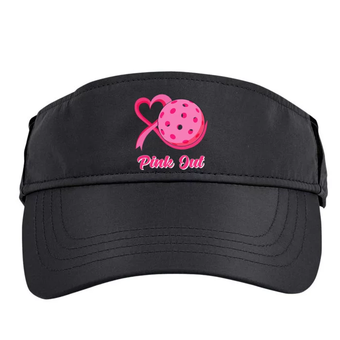 Breast Cancer Awareness Heart Ribbon Pickleball Pink Out Adult Drive Performance Visor