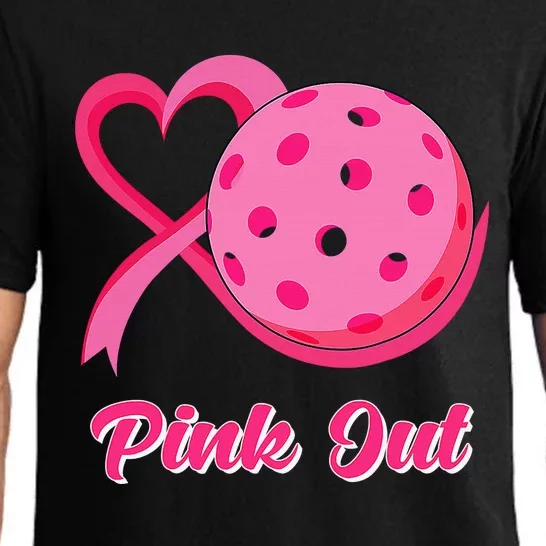 Breast Cancer Awareness Heart Ribbon Pickleball Pink Out Pajama Set