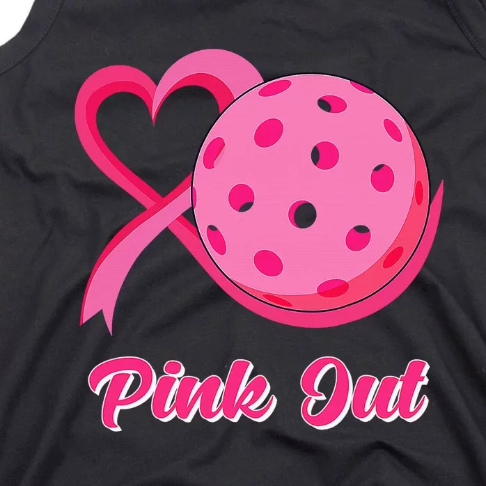 Breast Cancer Awareness Heart Ribbon Pickleball Pink Out Tank Top