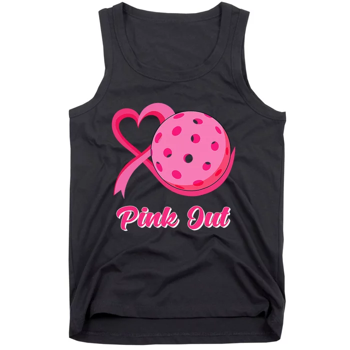 Breast Cancer Awareness Heart Ribbon Pickleball Pink Out Tank Top