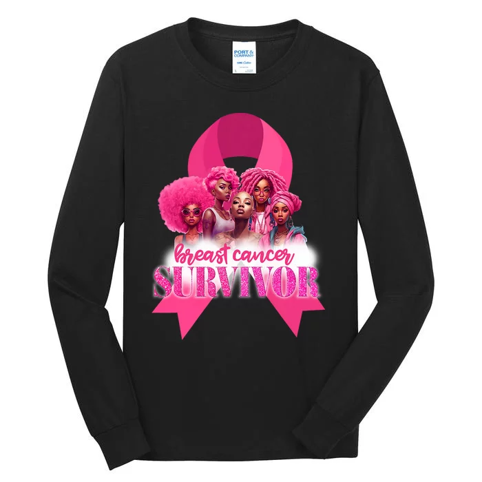 Breast Cancer Awareness Survivor Black Women Melanin Warrior Tall Long Sleeve T-Shirt