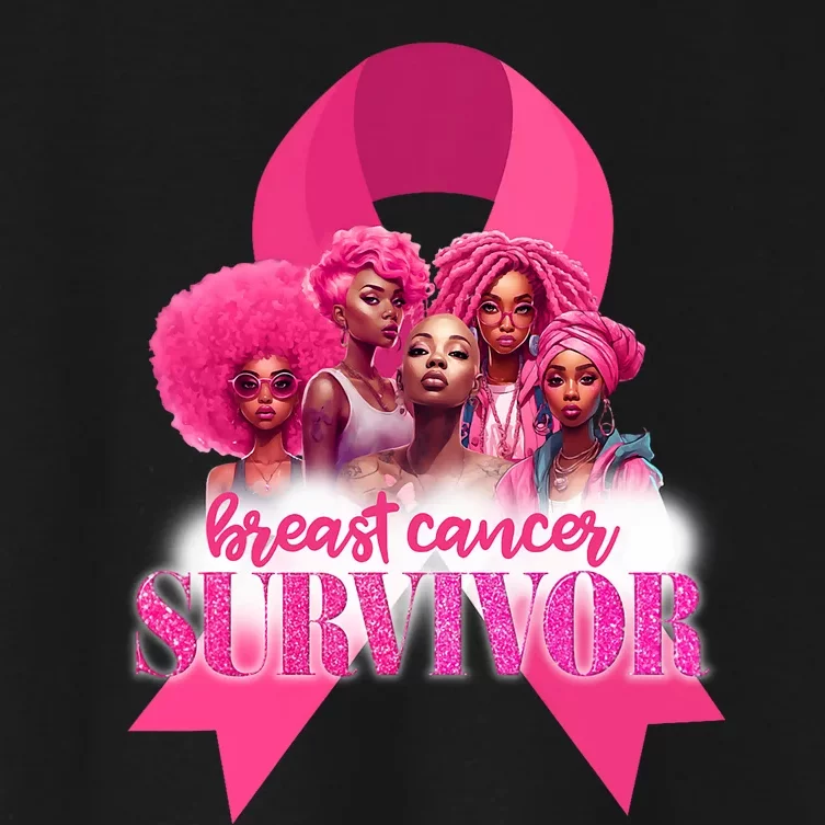 Breast Cancer Awareness Survivor Black Women Melanin Warrior Women's Crop Top Tee