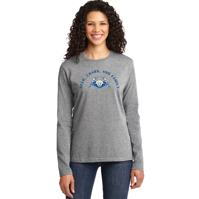 Beer Crabs And Family Ladies Long Sleeve Shirt