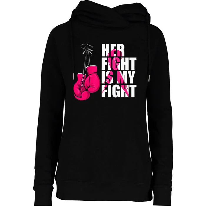 Breast Cancer Awareness Husband Support Squad Womens Funnel Neck Pullover Hood