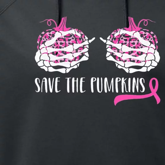 Breast Cancer Awareness Save Pumpkins Halloween Performance Fleece Hoodie