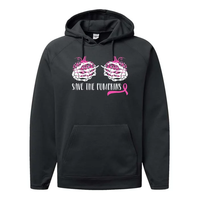 Breast Cancer Awareness Save Pumpkins Halloween Performance Fleece Hoodie