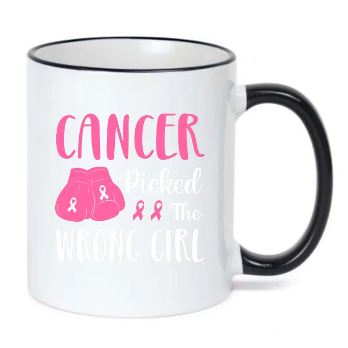 Breast Cancer Awareness Pink Boxing Gloves Cancer Picked The Wrong Girl Black Color Changing Mug