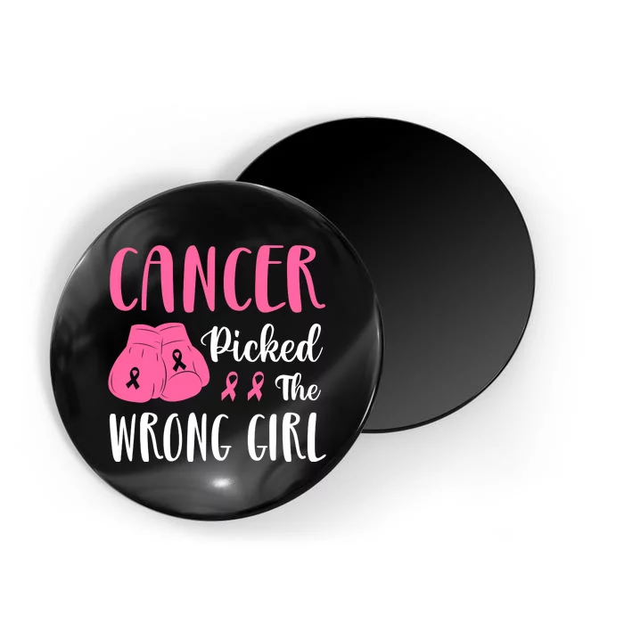 Breast Cancer Awareness Pink Boxing Gloves Cancer Picked The Wrong Girl Magnet