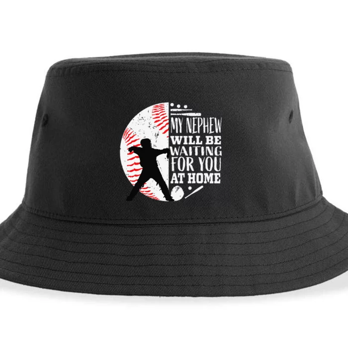 Baseball Catcher Aunt Uncle Nephew Sayings Quotes Graphic Sustainable Bucket Hat