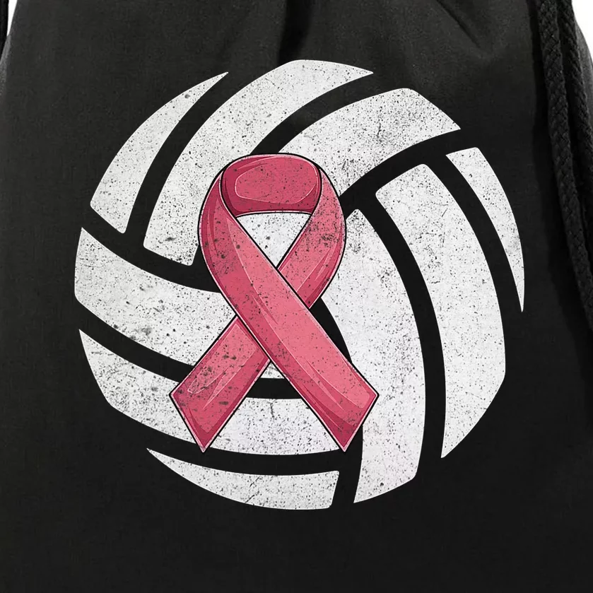 Breast Cancer Awareness Together We Fight Volleyball Pink Drawstring Bag