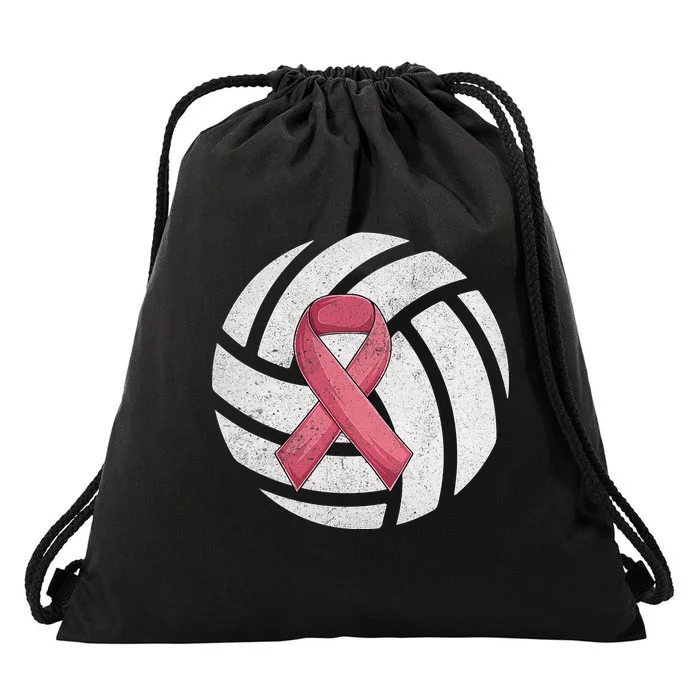 Breast Cancer Awareness Together We Fight Volleyball Pink Drawstring Bag