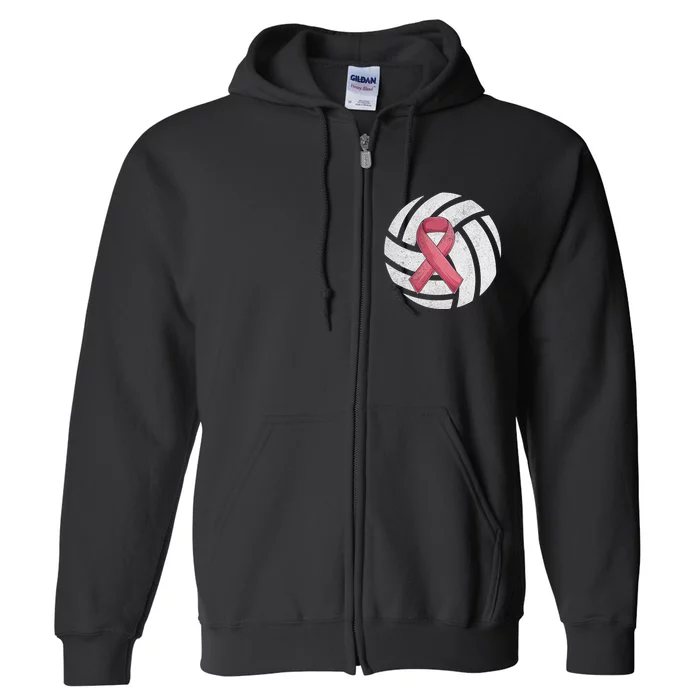 Breast Cancer Awareness Together We Fight Volleyball Pink Full Zip Hoodie