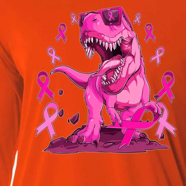 Breast Cancer Awareness Wear Pink Trex Dinosaur Cooling Performance Long Sleeve Crew