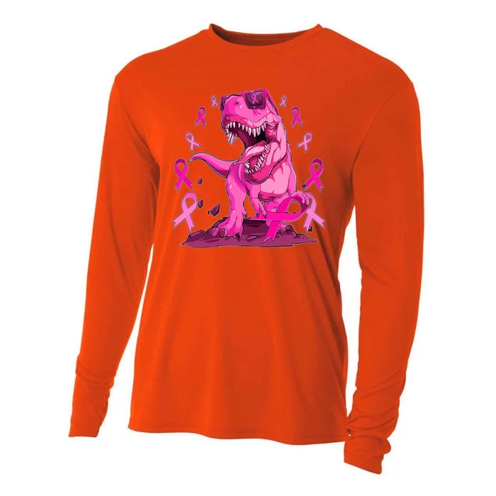 Breast Cancer Awareness Wear Pink Trex Dinosaur Cooling Performance Long Sleeve Crew