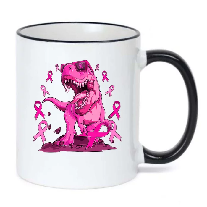 Breast Cancer Awareness Wear Pink Trex Dinosaur Black Color Changing Mug