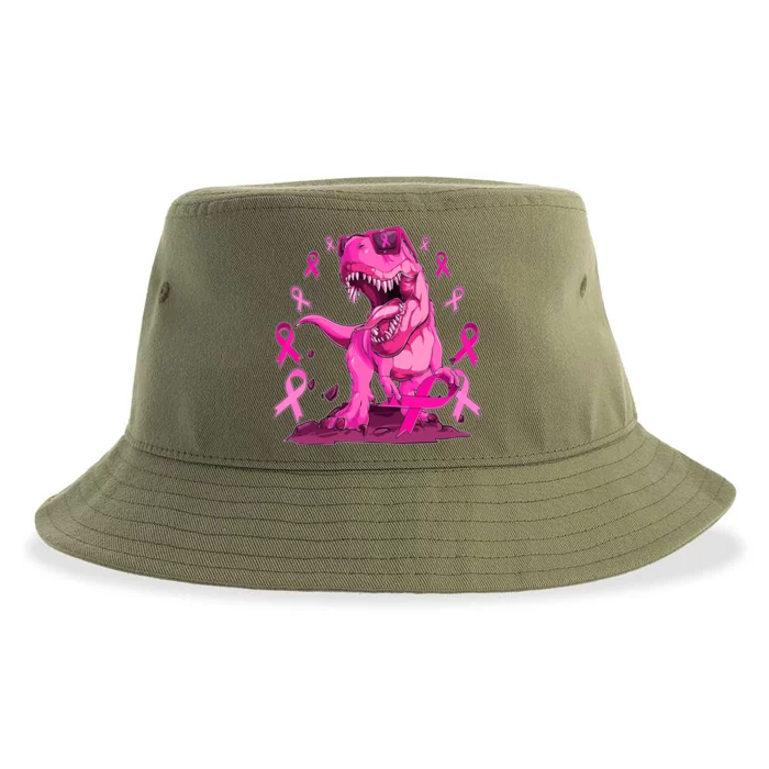 Breast Cancer Awareness Wear Pink Trex Dinosaur Sustainable Bucket Hat