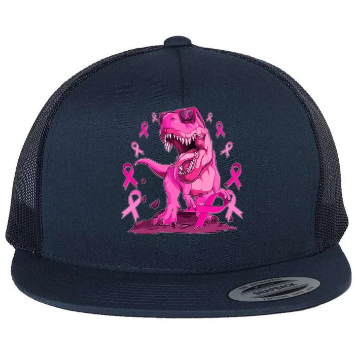 Breast Cancer Awareness Wear Pink Trex Dinosaur Flat Bill Trucker Hat