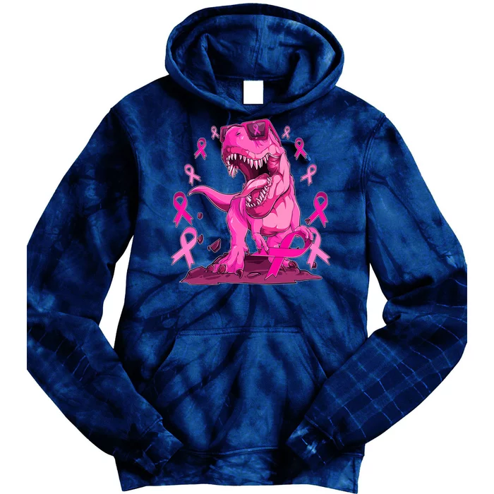 Breast Cancer Awareness Wear Pink Trex Dinosaur Tie Dye Hoodie