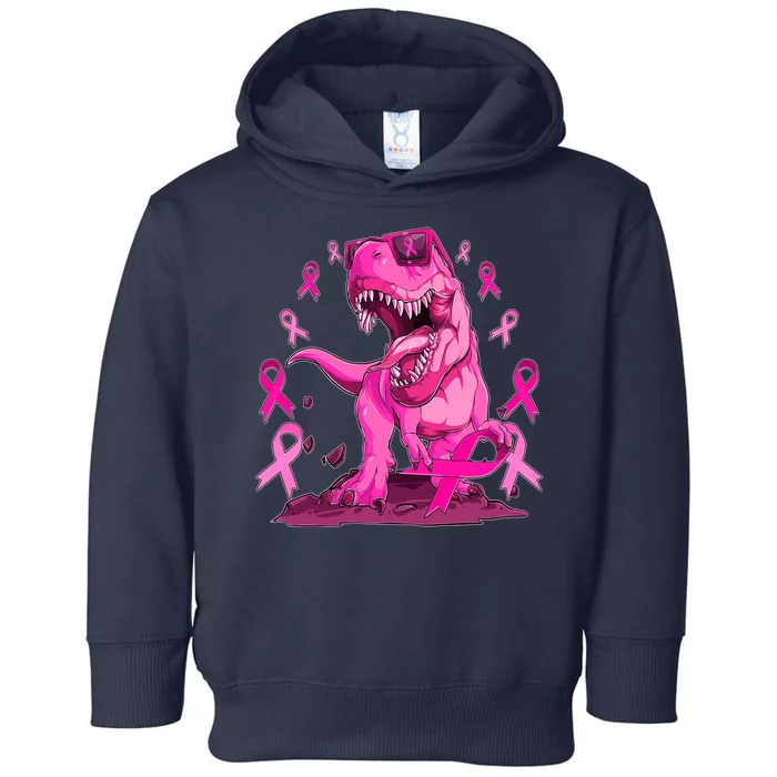 Breast Cancer Awareness Wear Pink Trex Dinosaur Toddler Hoodie