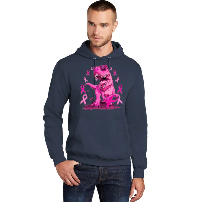 Breast Cancer Awareness Wear Pink Trex Dinosaur Tall Hoodie