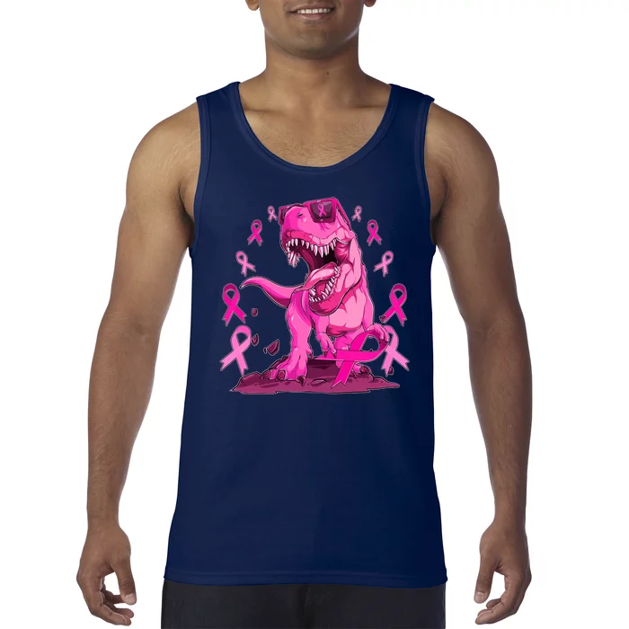 Breast Cancer Awareness Wear Pink Trex Dinosaur Tank Top