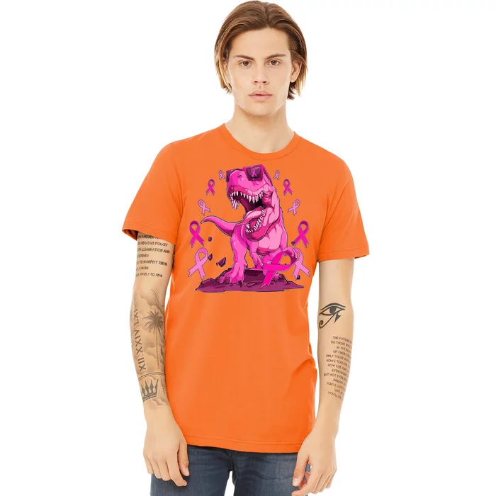 Breast Cancer Awareness Wear Pink Trex Dinosaur Premium T-Shirt