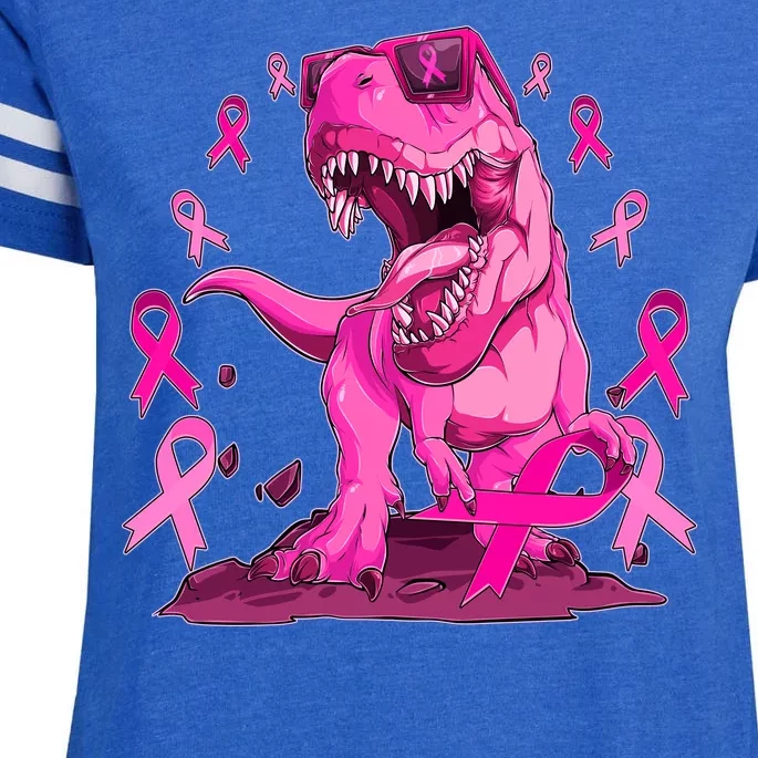 Breast Cancer Awareness Wear Pink Trex Dinosaur Enza Ladies Jersey Football T-Shirt