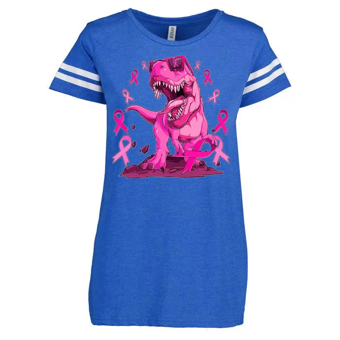 Breast Cancer Awareness Wear Pink Trex Dinosaur Enza Ladies Jersey Football T-Shirt