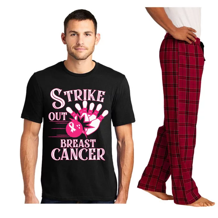 Breast Cancer Awareness Bowling Strike Out Pink Ribbon Pajama Set