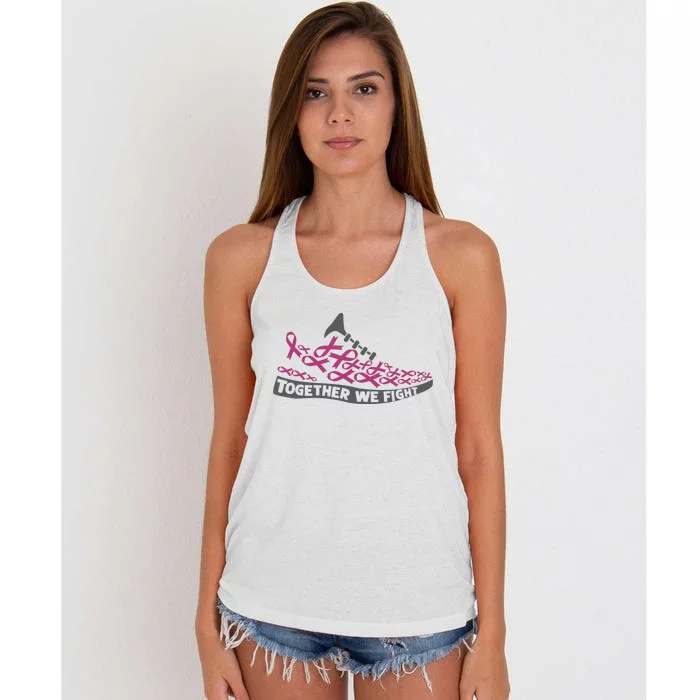 Breast Cancer Awareness Together We Fight Running Shoes Women's Knotted Racerback Tank