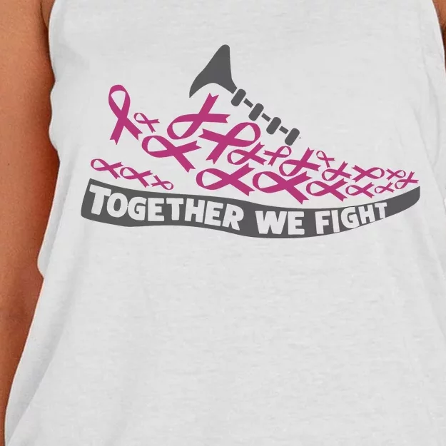 Breast Cancer Awareness Together We Fight Running Shoes Women's Knotted Racerback Tank