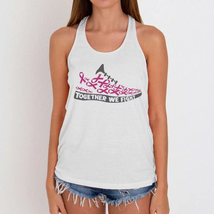 Breast Cancer Awareness Together We Fight Running Shoes Women's Knotted Racerback Tank