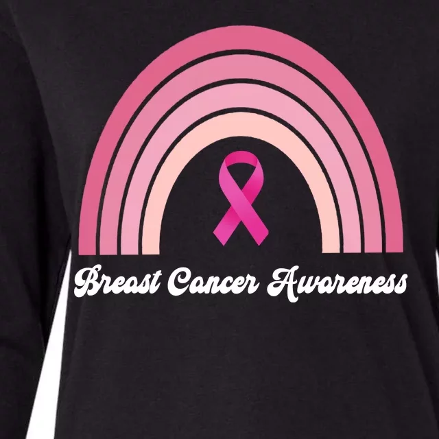 Breast Cancer Awareness Pink Rainbow Ribbon Womens Cotton Relaxed Long Sleeve T-Shirt