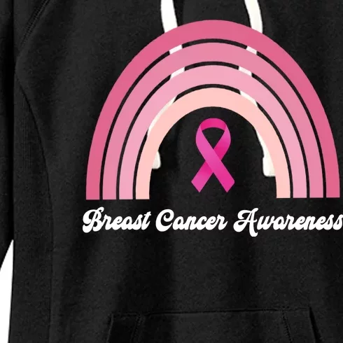 Breast Cancer Awareness Pink Rainbow Ribbon Women's Fleece Hoodie