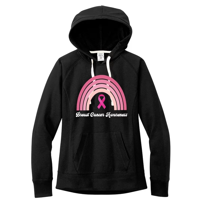 Breast Cancer Awareness Pink Rainbow Ribbon Women's Fleece Hoodie